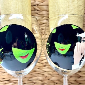 Wicked (the Musical) hand painted wine glasses