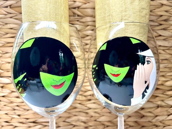 Wicked (the Musical) hand painted wine glasses