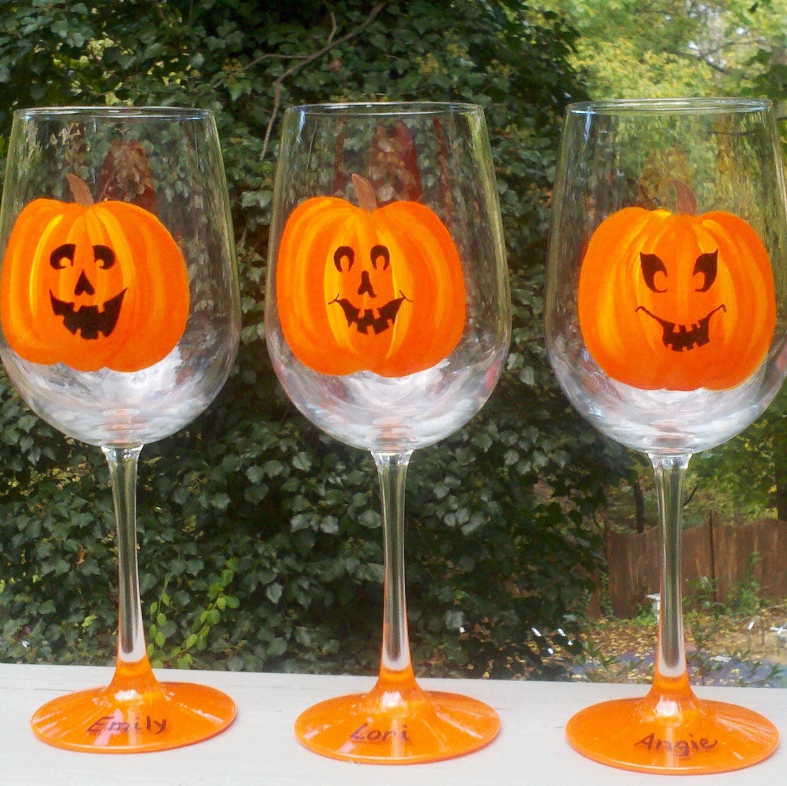 Pumpkin Halloween Hand Painted Wine Glass. Etsy