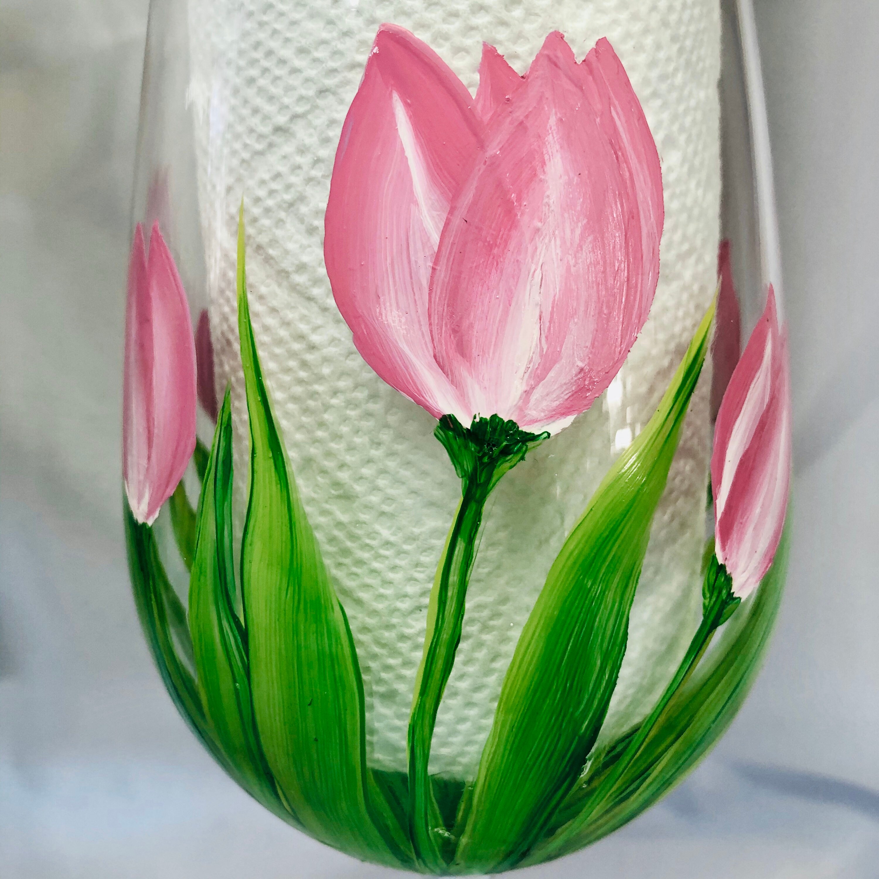 Pretty Pink Spring Tulips Hand Painted Wine Glasses - Etsy