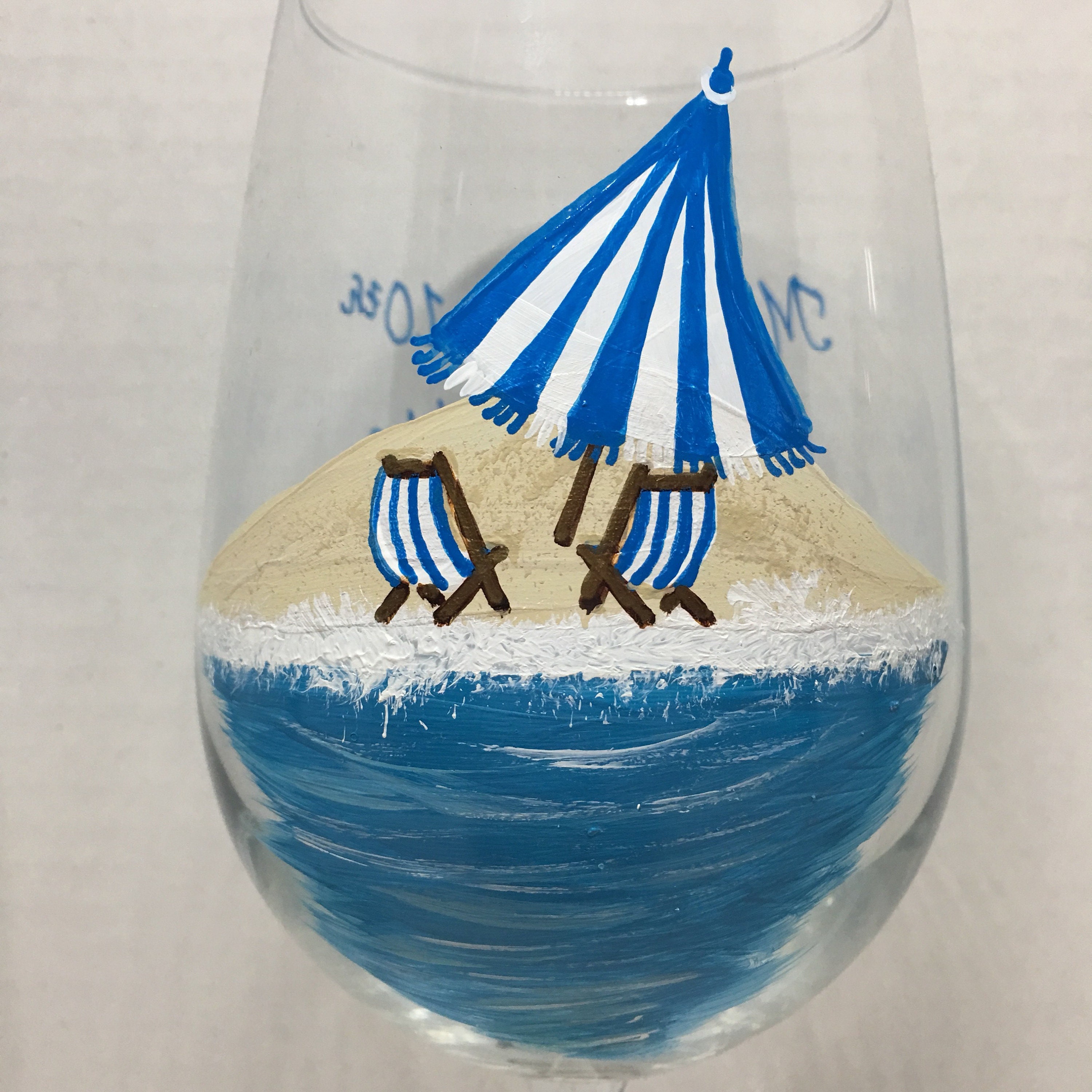 4 Beach Scene Hand Painted Wine Glasses - Etsy