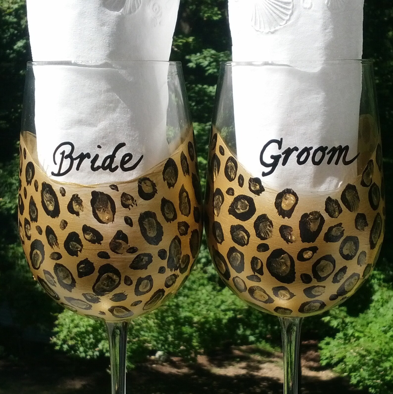 Leopard Hand Painted Wine Glasses Etsy