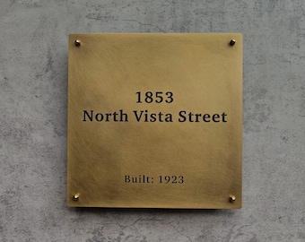 Placas de latón personalizadas, letreros personalizados, placas de bronce, letreros para casas, monumentos, letreros de dirección, letreros metálicos, letreros arquitectónicos.