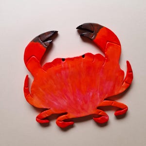 Caranguejo Vermelho | Wooden Crab Wall Decor | Handpainted Coastal Wall Art | Marine Animal Decor | Beach House Decor