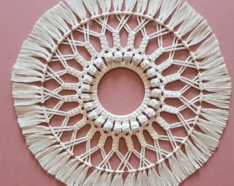 Sol da Vida | Round Macrame Wall Hanging | Handmade Cotton Wall Decor | Boho Wall Art | Table Centerpiece