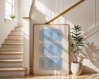 Book Lovers Club Ticket Print, Retro Admission Wall Art