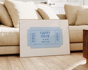 Yappy Hour Print | Retro Cocktail Ticket Bar Art (Digital Download)