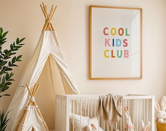 Cool Kids Club Poster – Colorful Typography, Playroom Decor (Digital Download)