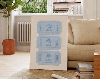 The Couch Club Ticket Print – Retro Cozy Wall Art