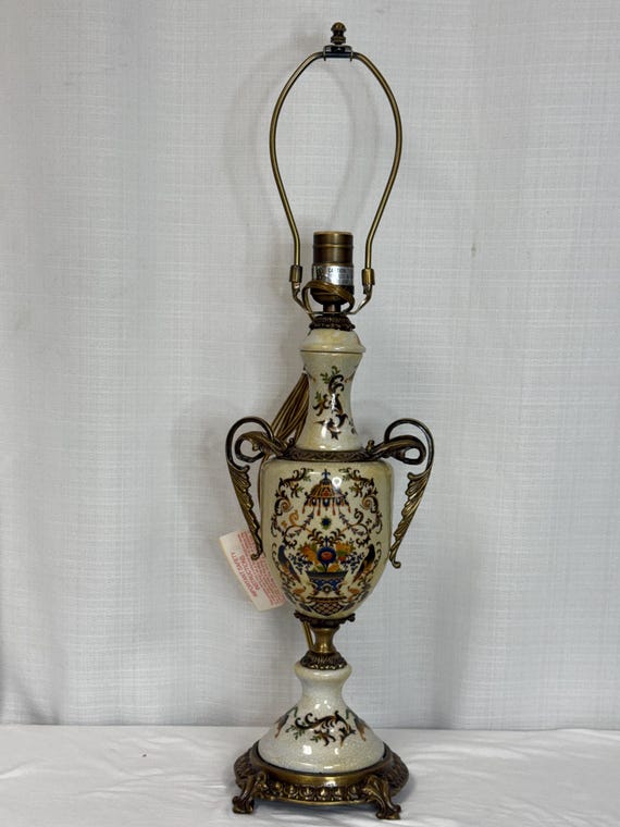 Vintage table lamp with brass fittings