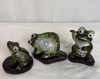 Cloisonne Frogs set of 3