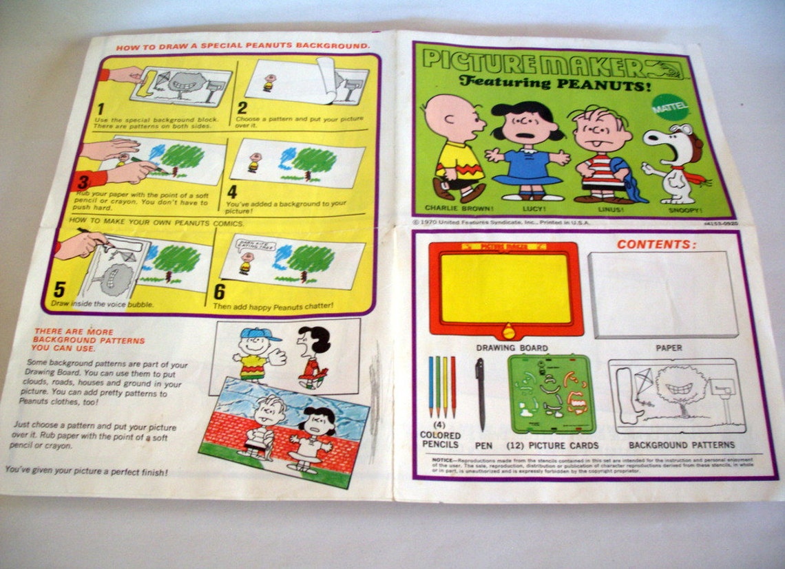PEANUTS PICTURE MAKER / Vintage Mattel / Stencil / 1970's Etsy