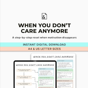 Hoja de ayuda para el agotamiento / Navegación para el entumecimiento emocional (Patrón PDF tamaño A4/Carta de EE. UU.)