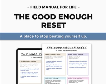 Self Compassion Printable - The Good Enough Zurücksetzen, Burnout Reflection (PDF A4 / US Letter)
