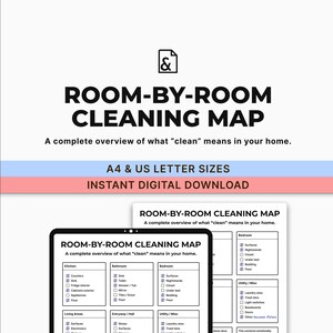 Room-by-Room Cleaning Checklist Map | Home Organization Planner (Digital Download)