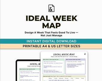 Planificador semanal ideal / Hoja de trabajo para una productividad sencilla (Descarga digital)