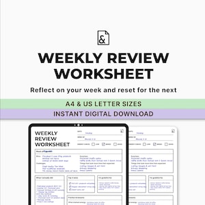 Weekly Review Worksheet – Life Admin, Habit Tracker (PDF Printable A4/US Letter Sizes)