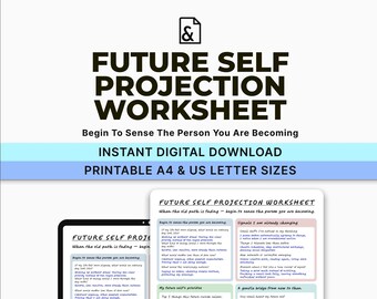 Hoja de trabajo para la proyección del yo futuro: herramienta de reflexión para el crecimiento personal (descarga digital)