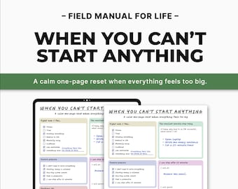 Planificateur de réinitialisation d'Overwhelm - Feuille de travail sur la productivité en douceur (téléchargement numérique)