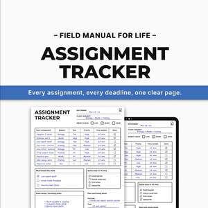 ADHD Student Assignment Tracker | Printable Planner (A4, US Letter) (Digital Download)