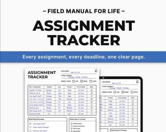 ADHS Schüler Aufgabe Tracker | Planer (A4) zum selbst Ausdrucken (Digitaler Download)