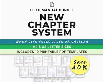Planificador imprimible del nuevo sistema Chapter: Reinicio de vida, reinvención de identidad, recuperación del agotamiento (PDF)