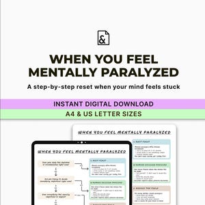 Mental Paralysis Worksheet | Executive Dysfunction, Decision Guide (PDF Download A4/US Letter Size)