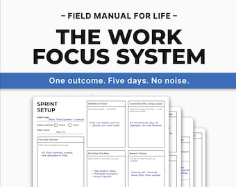 The Work Focus System — Printable A4 and US-Letter | Productivity Tool