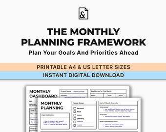 Marco de planificación mensual • Panel de control y calendario mensual minimalista (PDF)