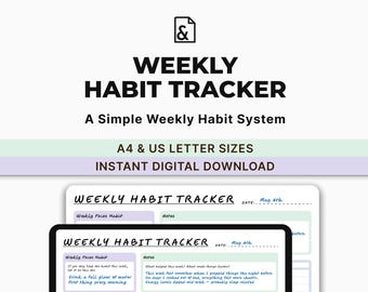 Veckovis vanespårare — Ett skonsamt system för att spåra dina rutiner (A4 och US-Letter, digital nedladdning)