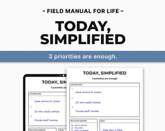 Heute Vereinfacht | ADHS freundlicher Tagesplaner Printable – Minimalistische To-Do Liste (A4 & US Letter PDF)