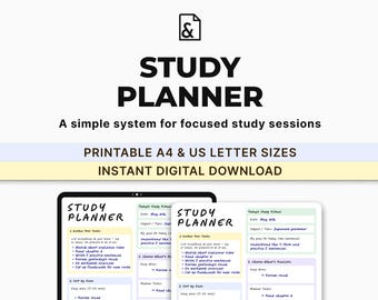 Planificador de estudios para personas con TDAH • Plantilla para concentrarse tranquilamente (A4 y carta)
