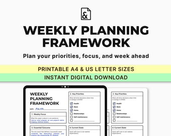 Marco de planificación semanal: herramienta imprimible minimalista