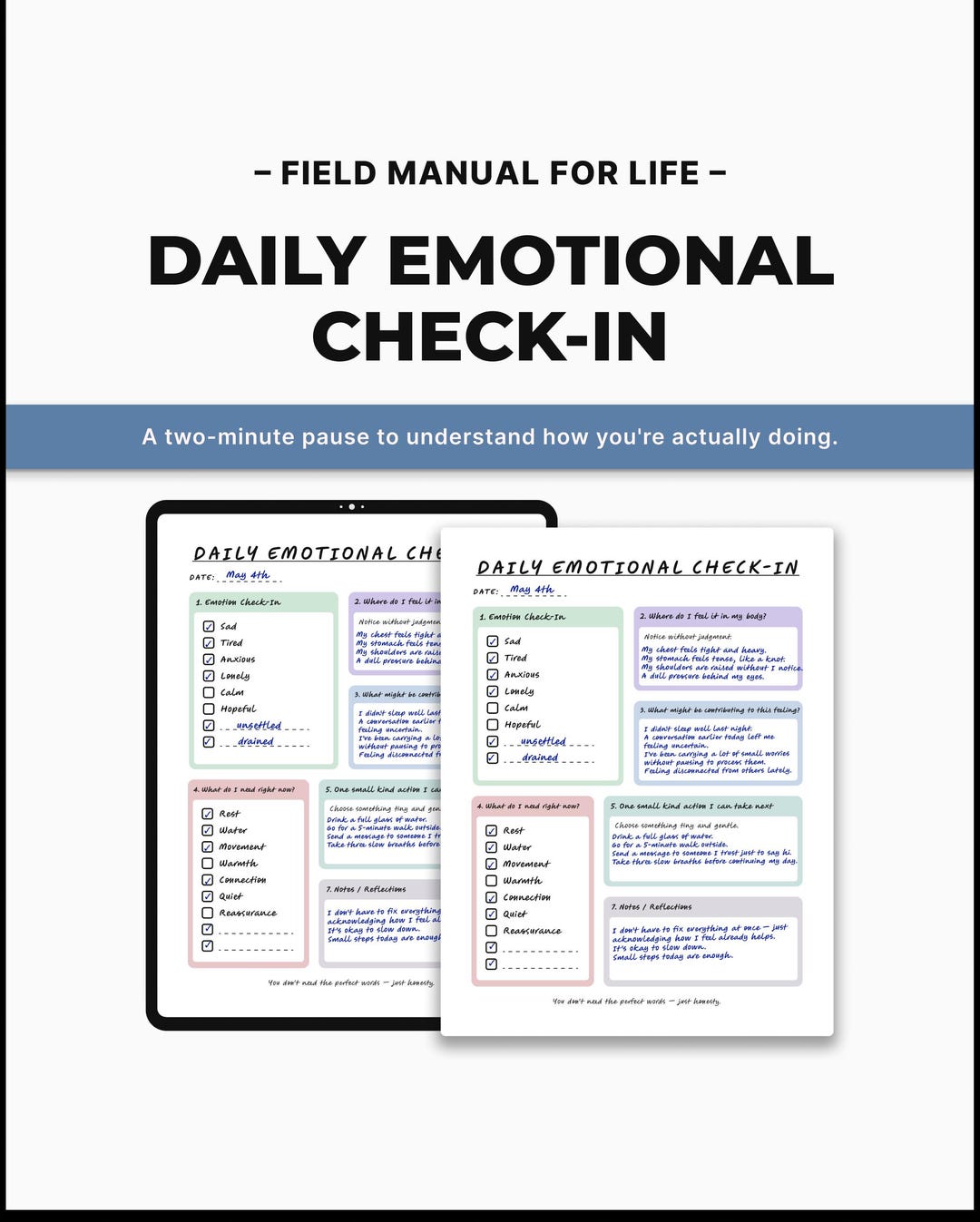 The Daily Emotional Check-in — A Quick Mood and Mindset Guide - Etsy