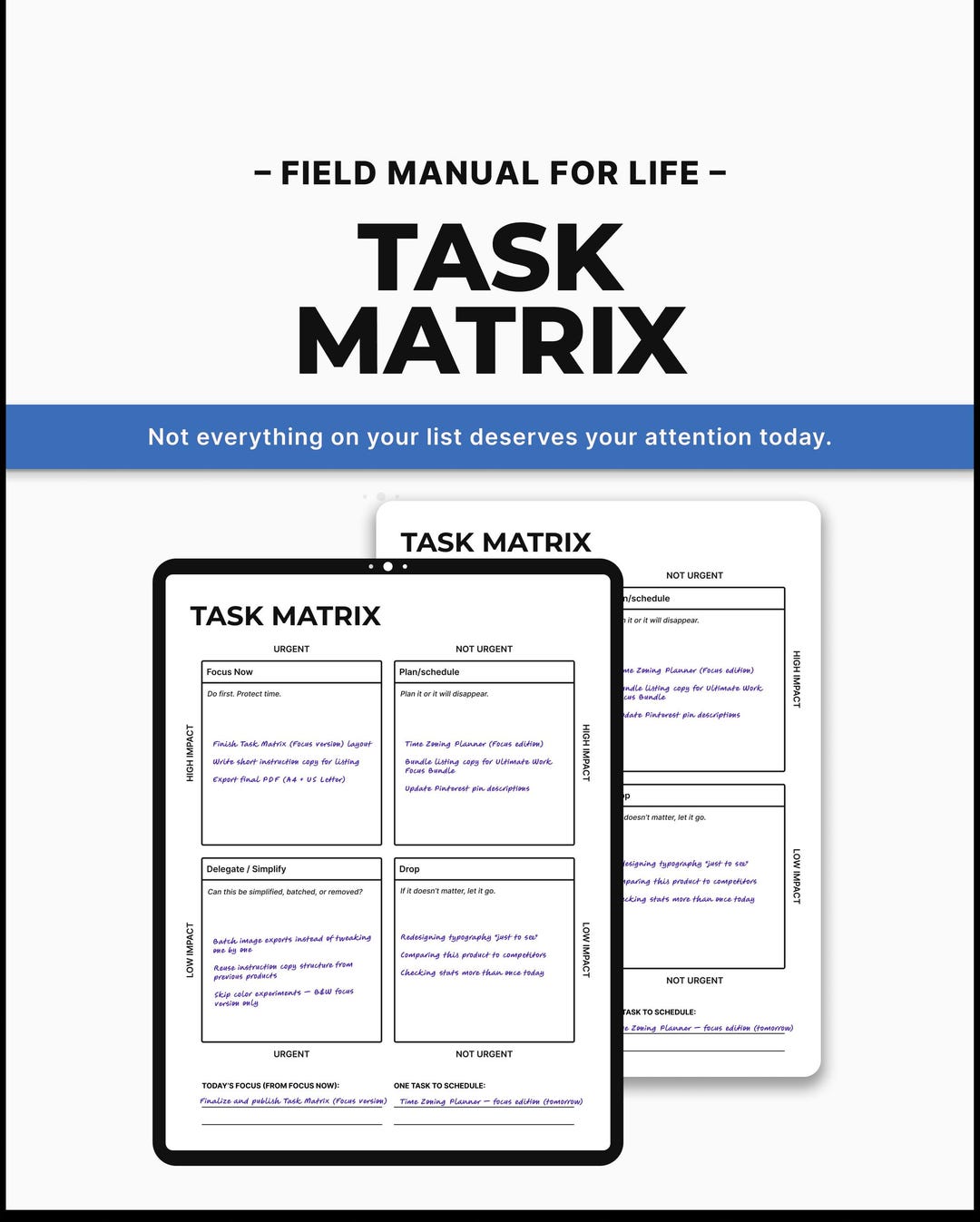 Task Matrix | Printable Priority Planner - Etsy Canada