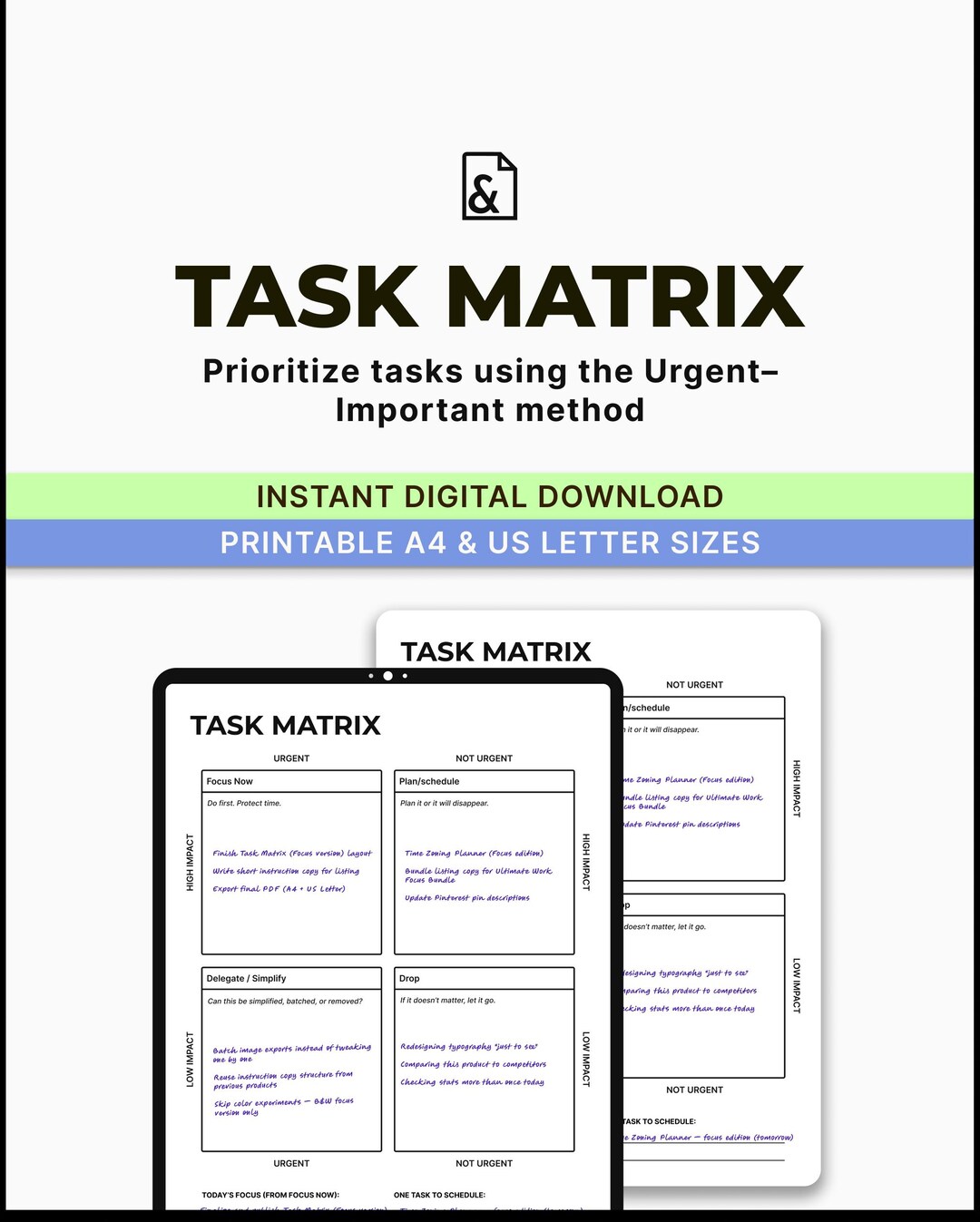 Task Matrix | Printable Priority Planner - Etsy