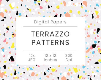 Digital Scrapbook Paper Pack - TERRAZZO PATTERN- Texture | Modern | Stone | Colorful | Background | Abstract | Tiles | Coupon:BUY3GET20OFF