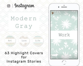 Instagram Story - 63x HIGHLIGHT COVERS - Modern Grays | Social Media | Text Highlights | Stories | Geometric | Typewriter | BUY3GET20OFF