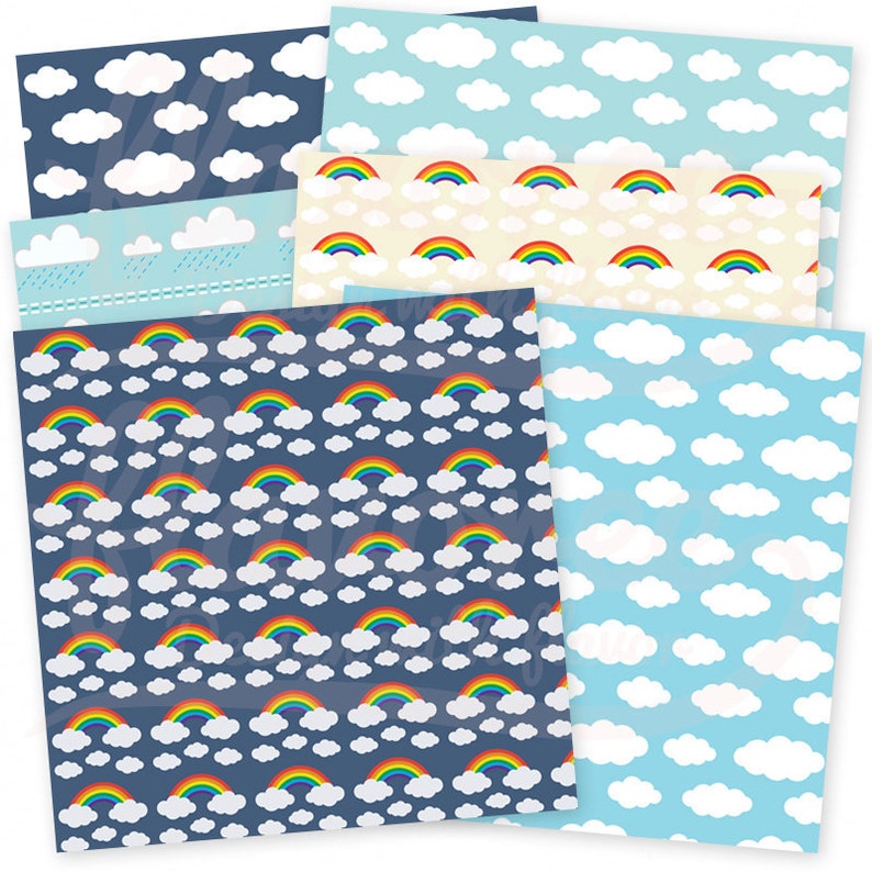 Digital Scrapbook Paper Pack the Sky is the Limit Clouds Etsy