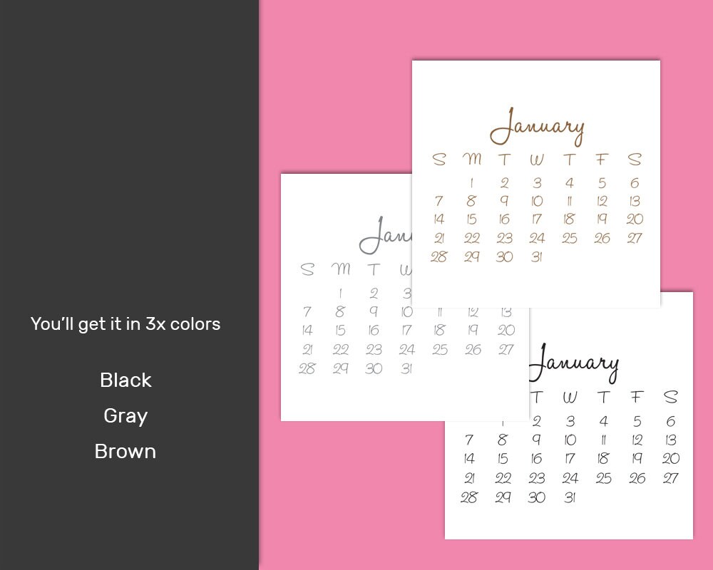 2024 HANDWRITTEN CALENDAR Scrapbook Clip Art Printable Digital Monthly Calendar  Template Coupon: BUY3GET20OFF - Etsy