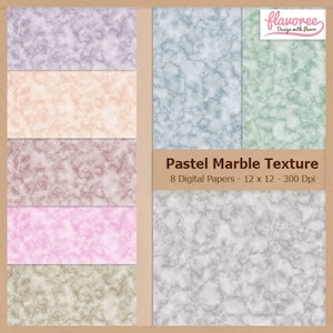 Digital Scrapbook Paper Pack - PASTEL MARBLE TEXTURE - Marbling | Stones | Pattern | Nature | Soft | Coupon: BUY3GET20OFF