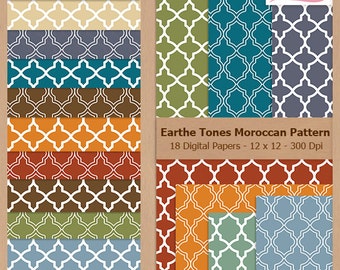 Digital Scrapbook Paper Pack - MOROCCAN PATTERN - Earth Tones - Geometric | Scrapbooking | Travel | Ethnic | Arabic | Coupon BUY3GET20OFF