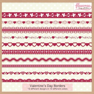 Digital Scrapbooking Border Pack - VALENTINE'S DAY BORDERS - Clip Art | Cupid | Hearts | Lace | Ribbons | Romantic | Coupon: BUY3GET20OFF