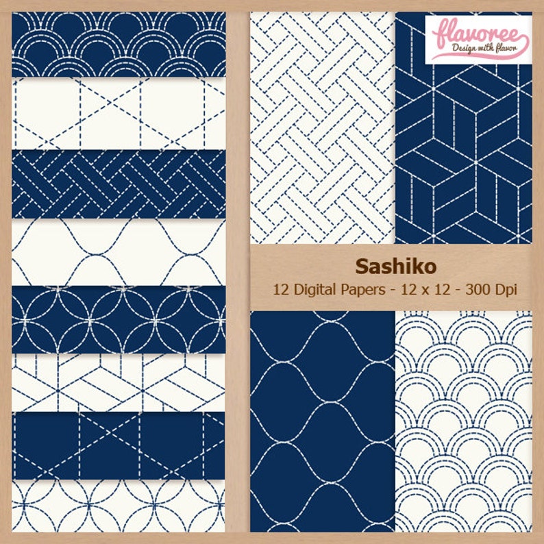Digital Scrapbook Paper Pack JAPANESE PATTERNS Geometric Oriental Scrapbooking Traditional Japan Ethnic Coupon BUY3GET20OFF image 5