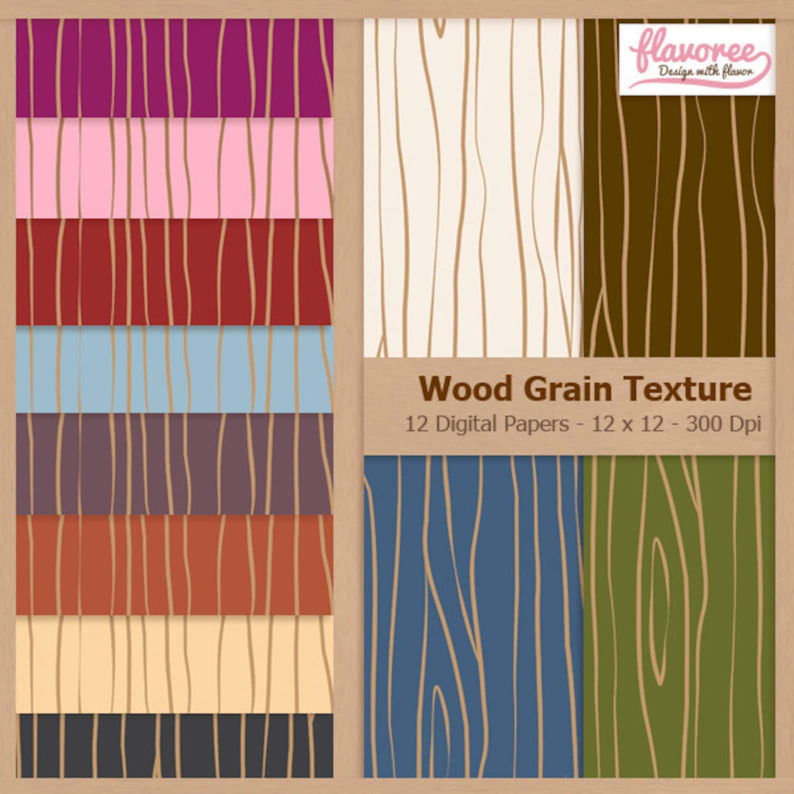 Digital Scrapbook Paper Pack WOOD GRAIN Earth Tones Etsy