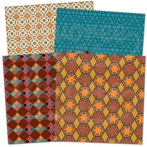 Digital Scrapbook Paper Pack MOROCCAN MOSAIC PATTERNS Ethnic Geometric Earth Tones Tessellation Coupon: BUY3GET20OFF image 2