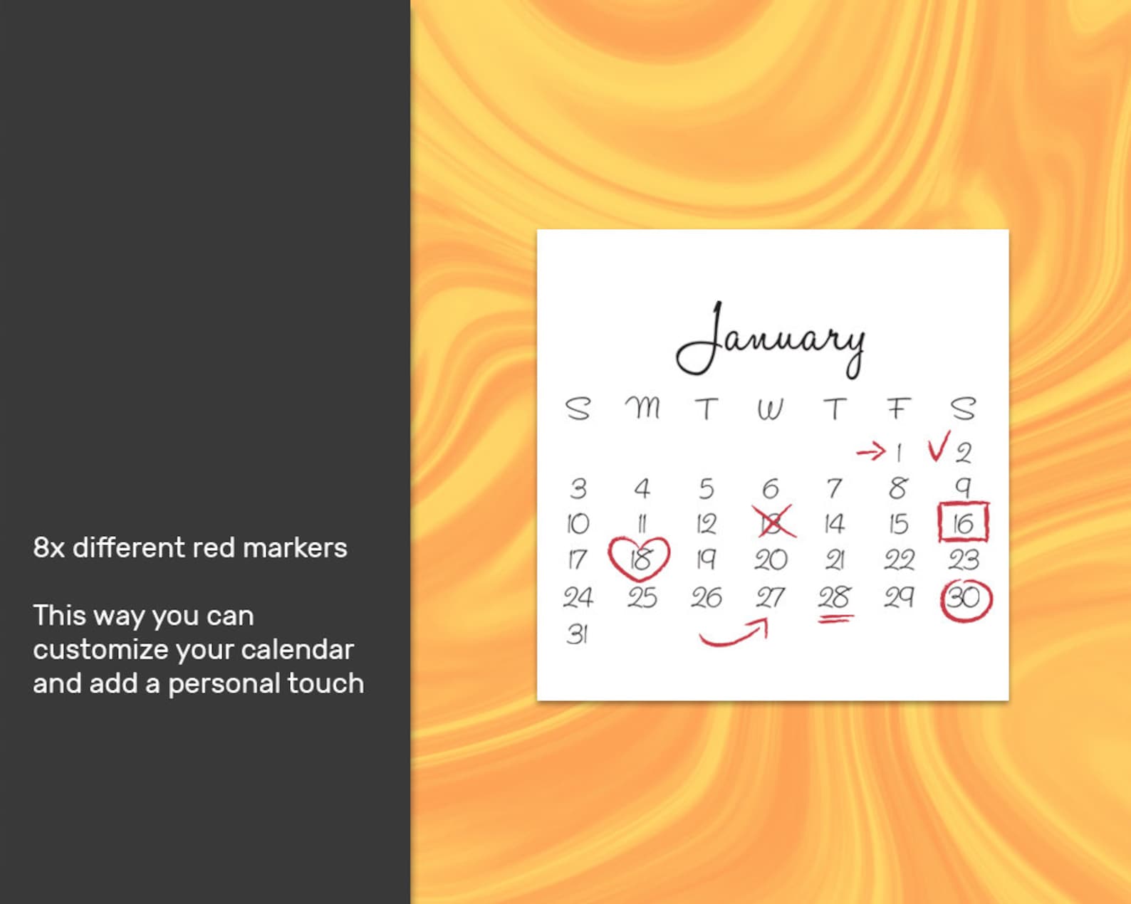 2021 HANDWRITTEN CALENDAR Scrapbook Clip Art Printable Etsy