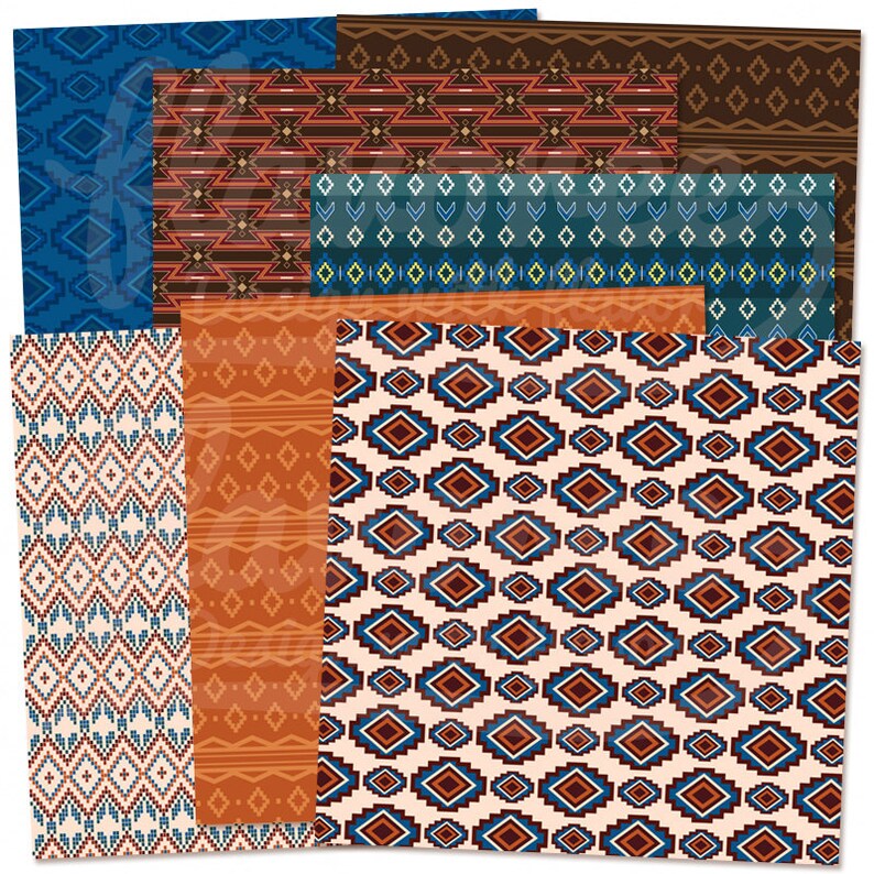 Digital Scrapbook Paper Pack - NATIVE AMERICAN PATTERNS - Geometric ...