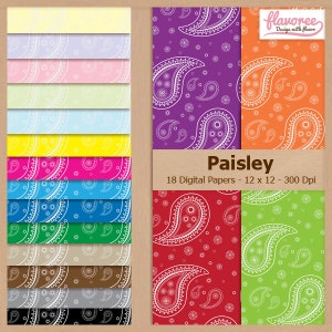 Digital Scrapbook Paper Pack - PAISLEY PATTERN - Fabric | Scrapbooking | Indian | Droplet | Texture| Coupon: BUY3GET20OFF