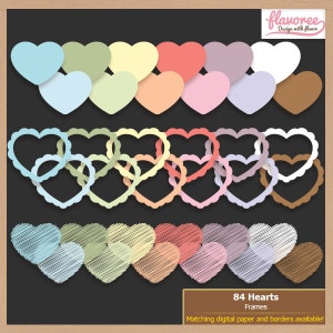 Digital Scrapbooking Frame Pack HEART SHAPED FRAMES Pastel Scrapbook Clip Art Coupon BUY3GET20OFF image 1